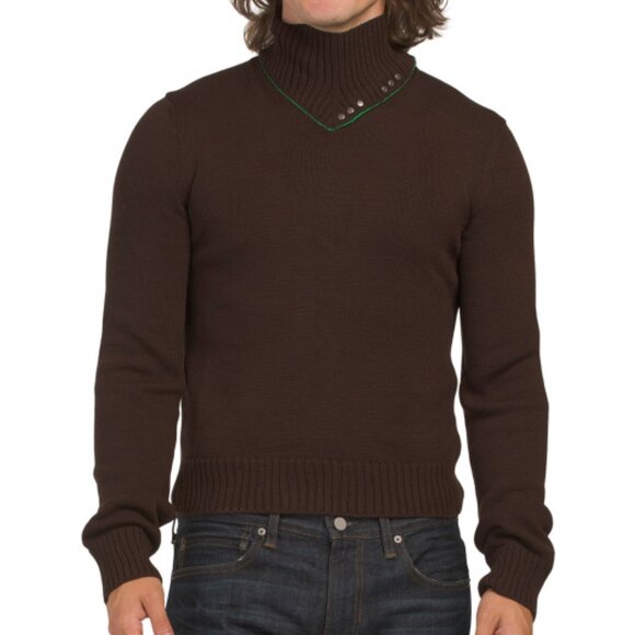 NEW BOTTEGA VENETA Made In Italy Wool Designer Turtleneck Sweater ebony 2663tn - Picture 2 of 4